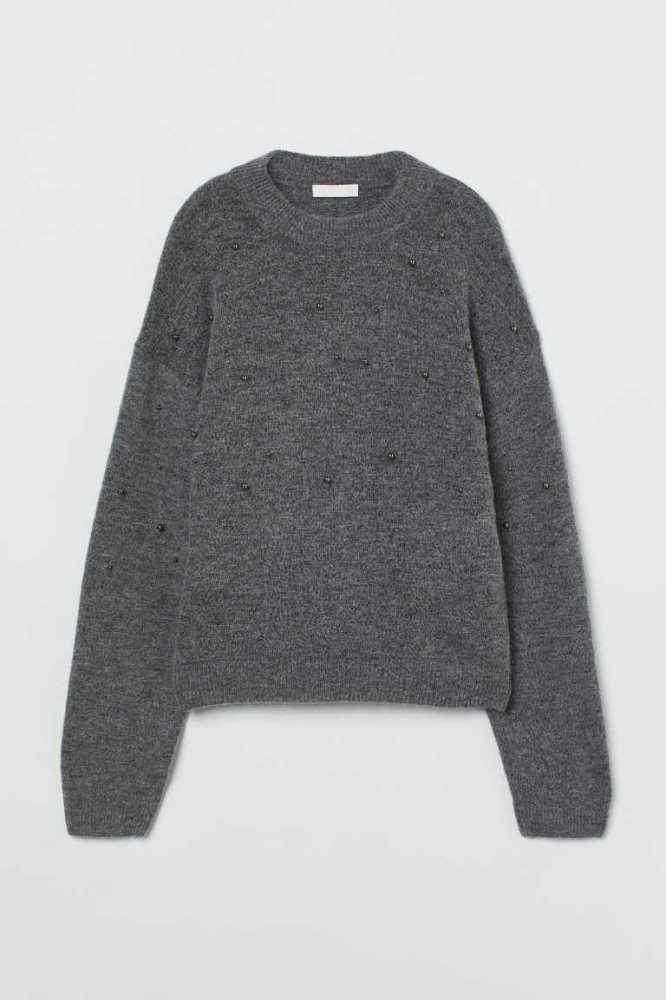 H&M Beaded Pullover Damen Hellgrün | 1437-NEYLK