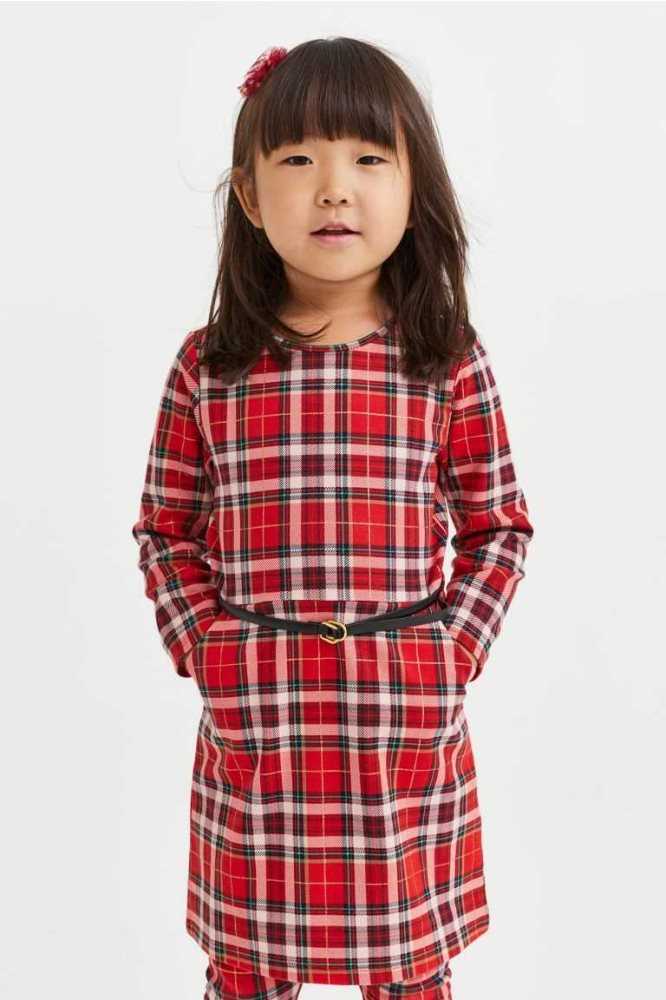 H&M Belted Jersey Kurzes Kleid Kinder Rot | 3914-KWGBX