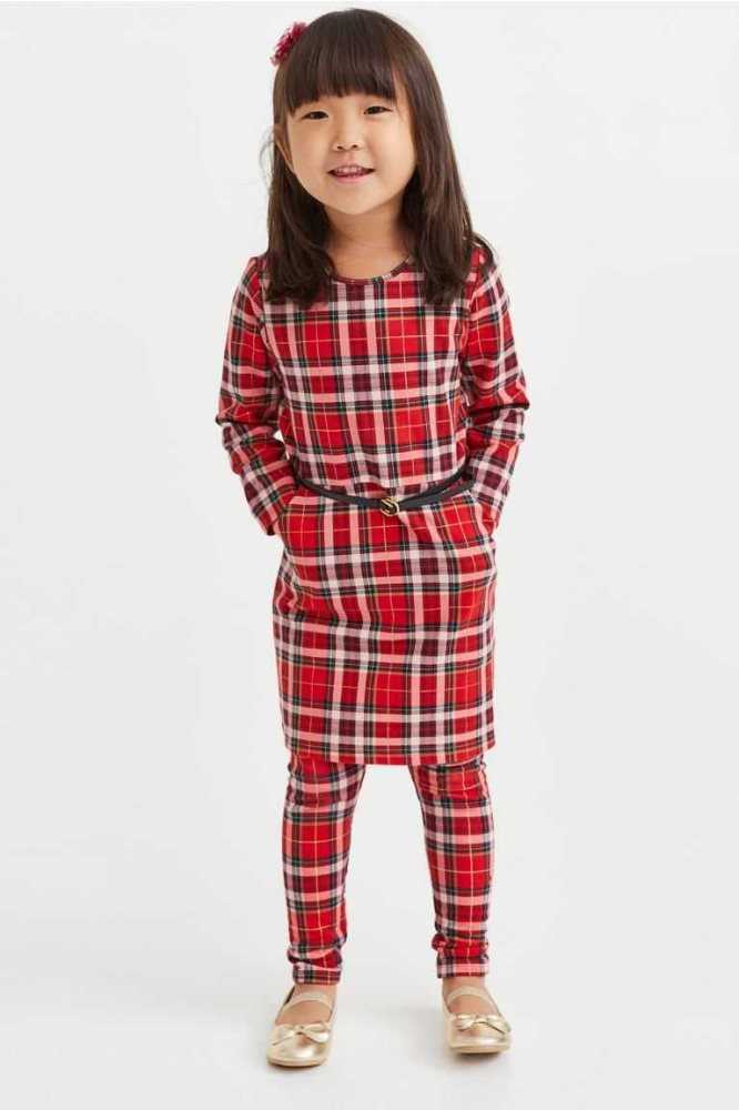 H&M Belted Jersey Kurzes Kleid Kinder Rot | 3914-KWGBX