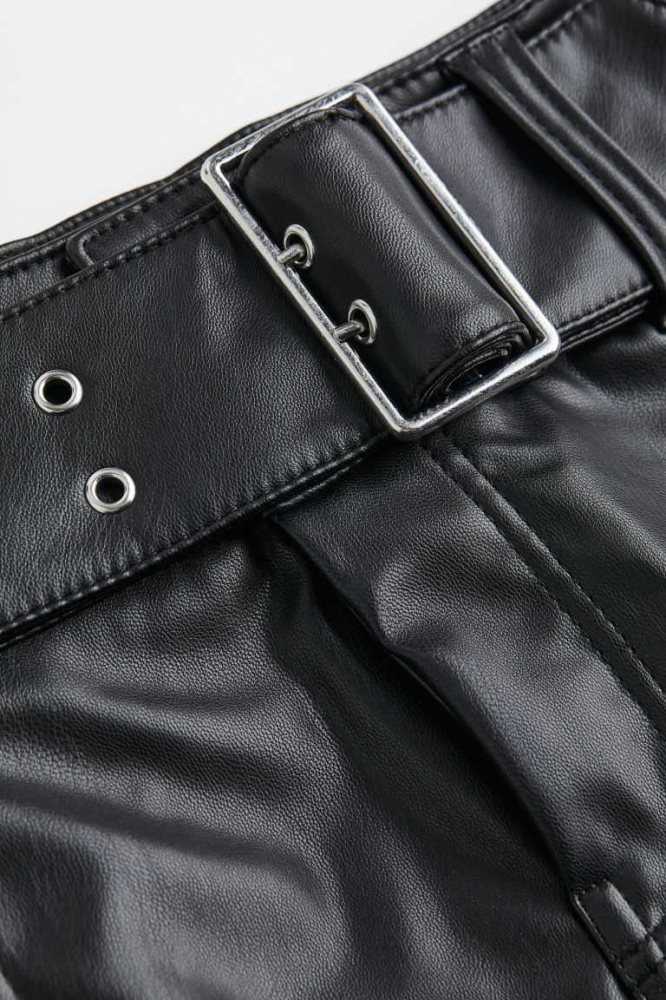 H&M Belted Mini Röcke Damen Schwarz | 7390-JQCYB