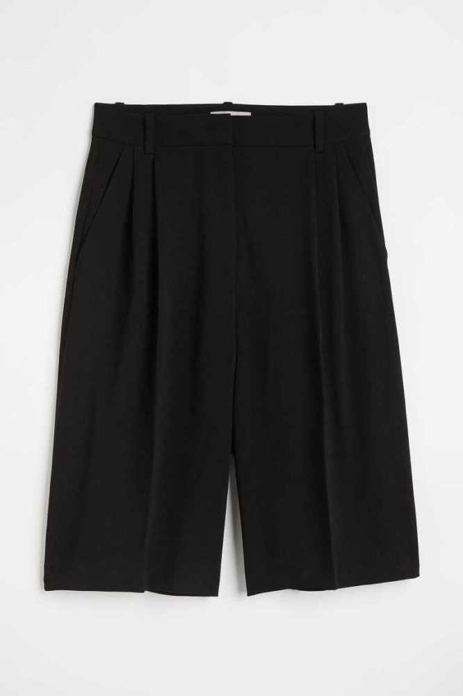 H&M Bermuda Kurze Hose Damen Schwarz | 0675-QUNAM