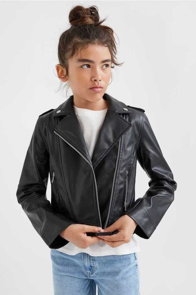 H&M Biker Jacket Oberbekleidung Kinder Schwarz | 4053-JAIQB