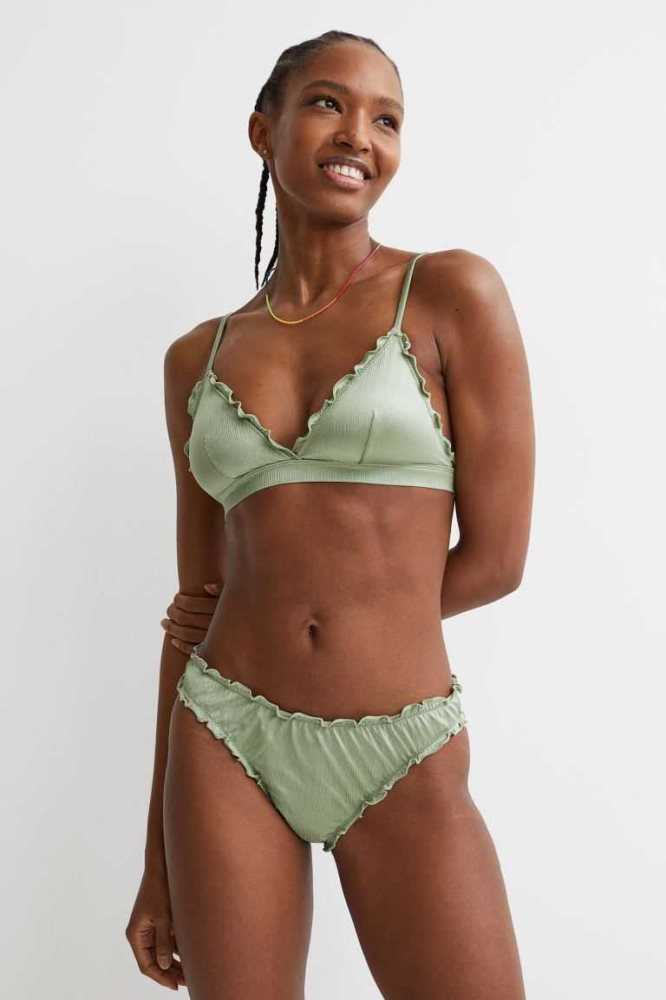 H&M Bikini Bottoms Strandkleidung Damen Grün | 6832-XFCJE