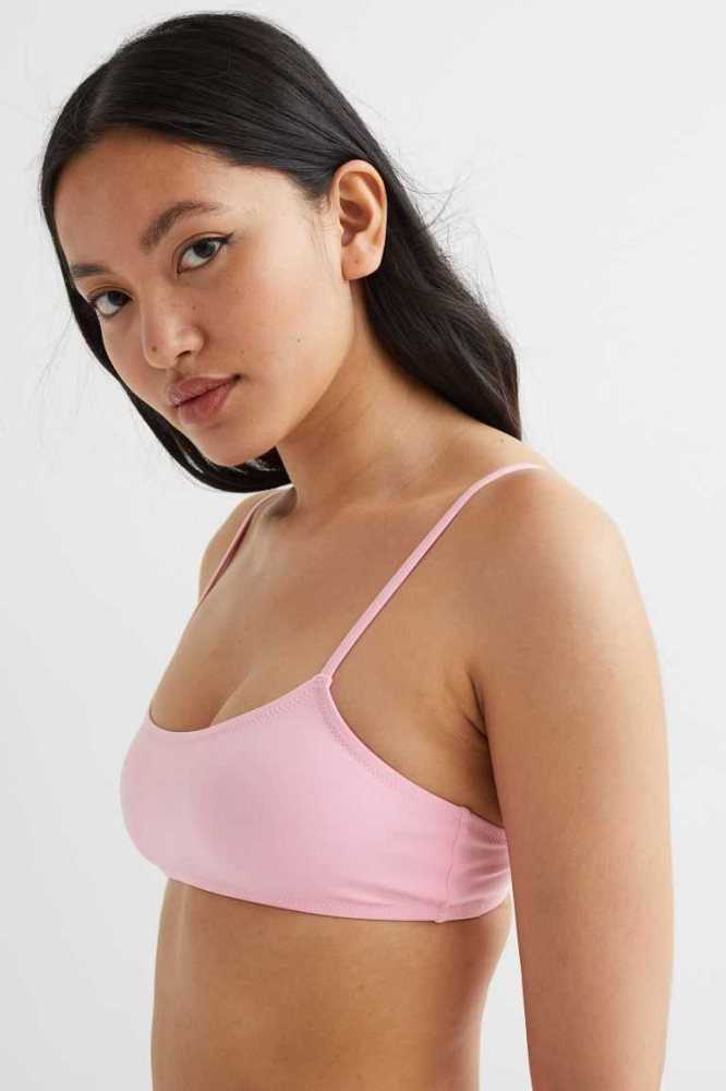 H&M Bikini Top Strandkleidung Damen Grün Weiß | 5039-OKNZP