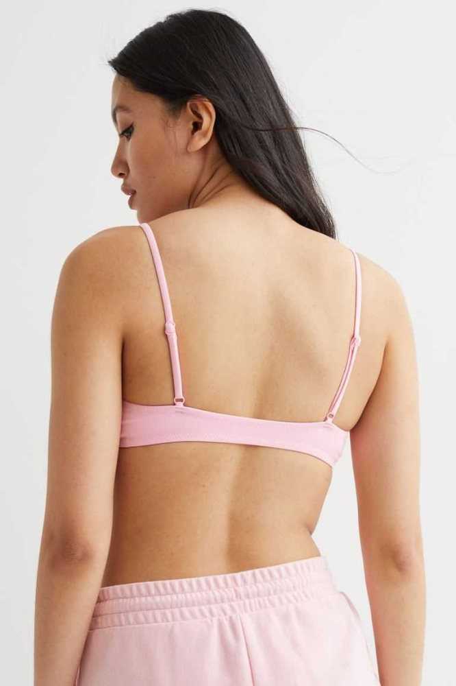 H&M Bikini Top Strandkleidung Damen Grün Weiß | 5039-OKNZP