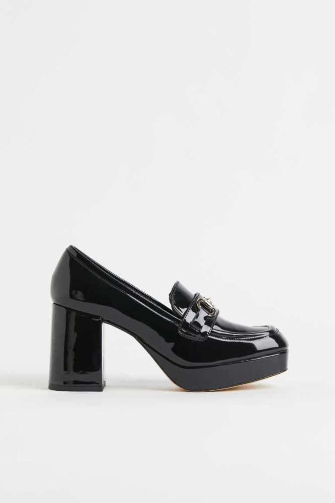 H&M Block-heeled Loafers Damen Schwarz | 8672-PRJSK