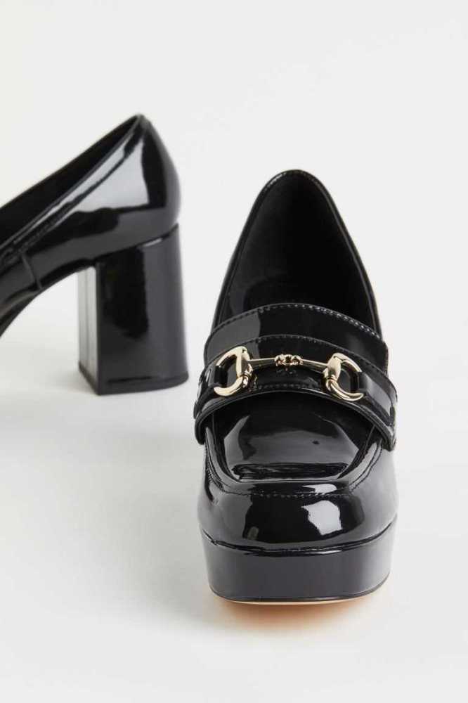 H&M Block-heeled Loafers Damen Schwarz | 8672-PRJSK