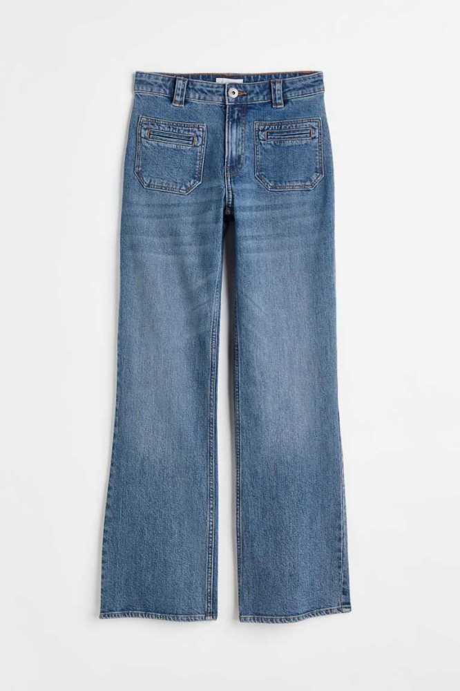 H&M Bootcut Regular Jeans Damen Blau | 6195-EZWJC