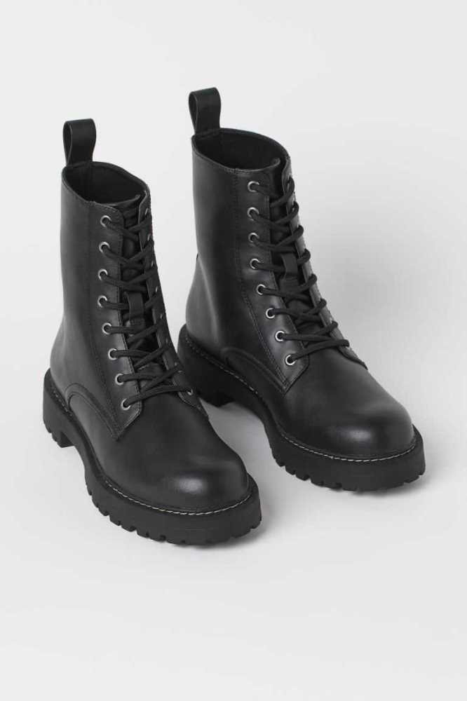 H&M Boots Stiefel Damen Schwarz | 0852-IXZPN