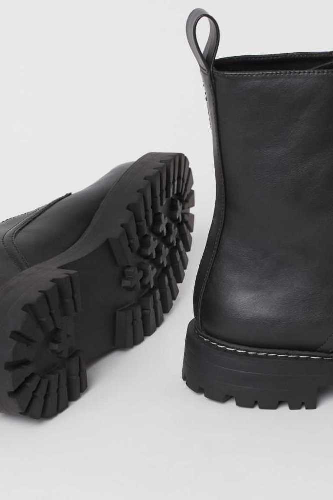 H&M Boots Stiefel Damen Schwarz | 0852-IXZPN