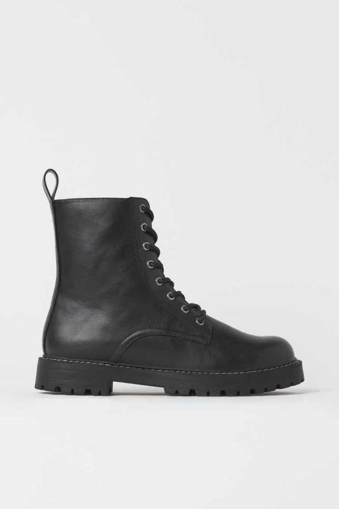 H&M Boots Stiefel Damen Schwarz | 0852-IXZPN