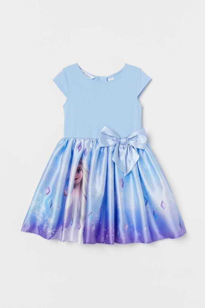 H&M Bow-detail Kurzes Kleid Kinder Helltürkis | 6412-GPTIV