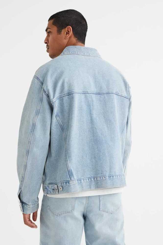 H&M Boxy Denim Jacke Herren Blau | 5316-GTYXB