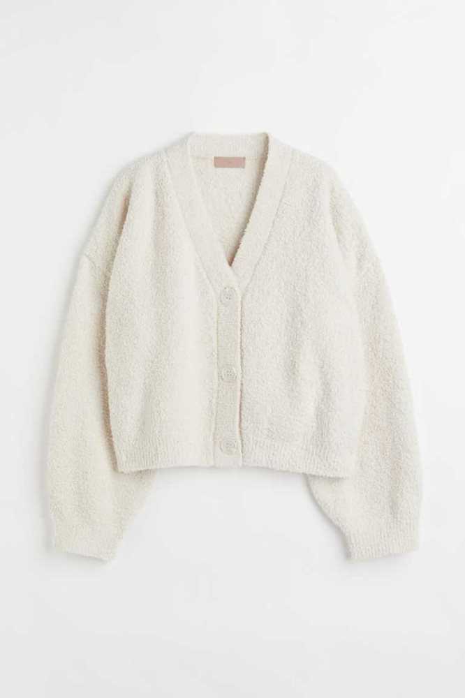 H&M Boxy Teddy Bear Cardigan Loungewear Damen Weiß | 3827-OHMBK