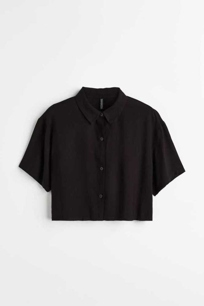 H&M Boxy-style shirt Bluse Damen Grün | 2694-ZTRBA