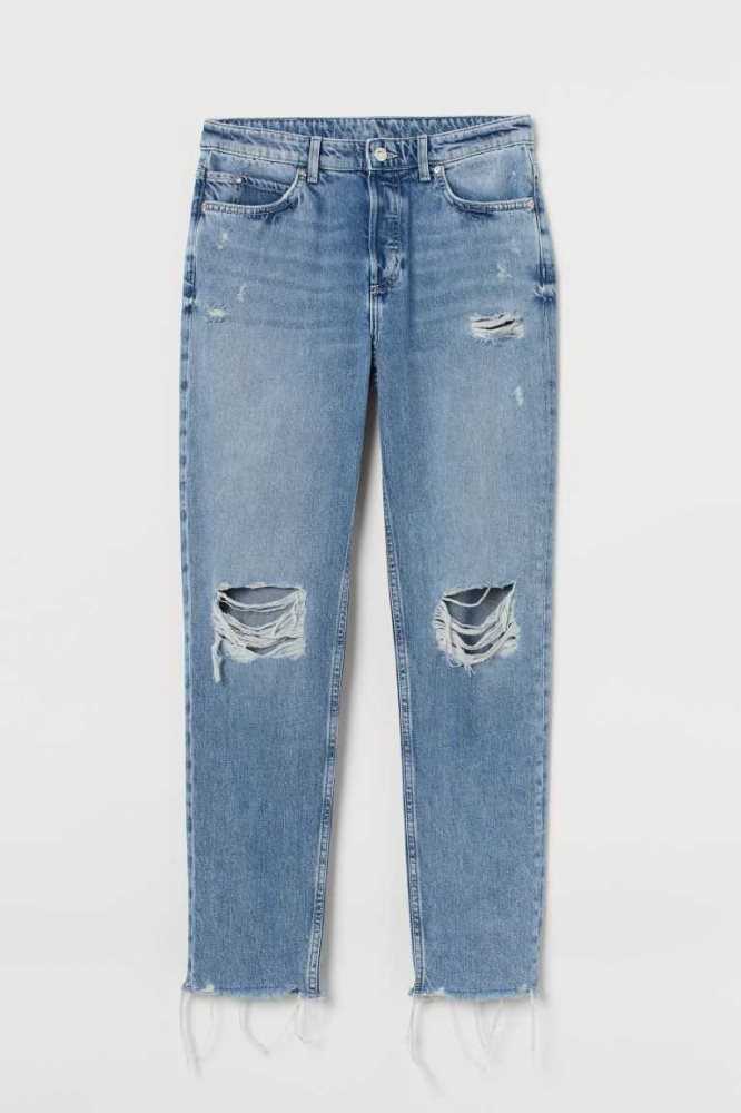 H&M Boyfriend Low Regular Jeans Damen Blau | 0158-WLHET