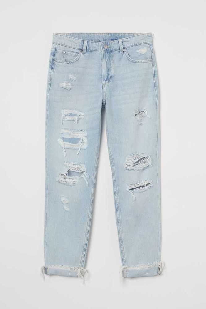 H&M Boyfriend Low Regular Jeans Damen Blau | 0158-WLHET