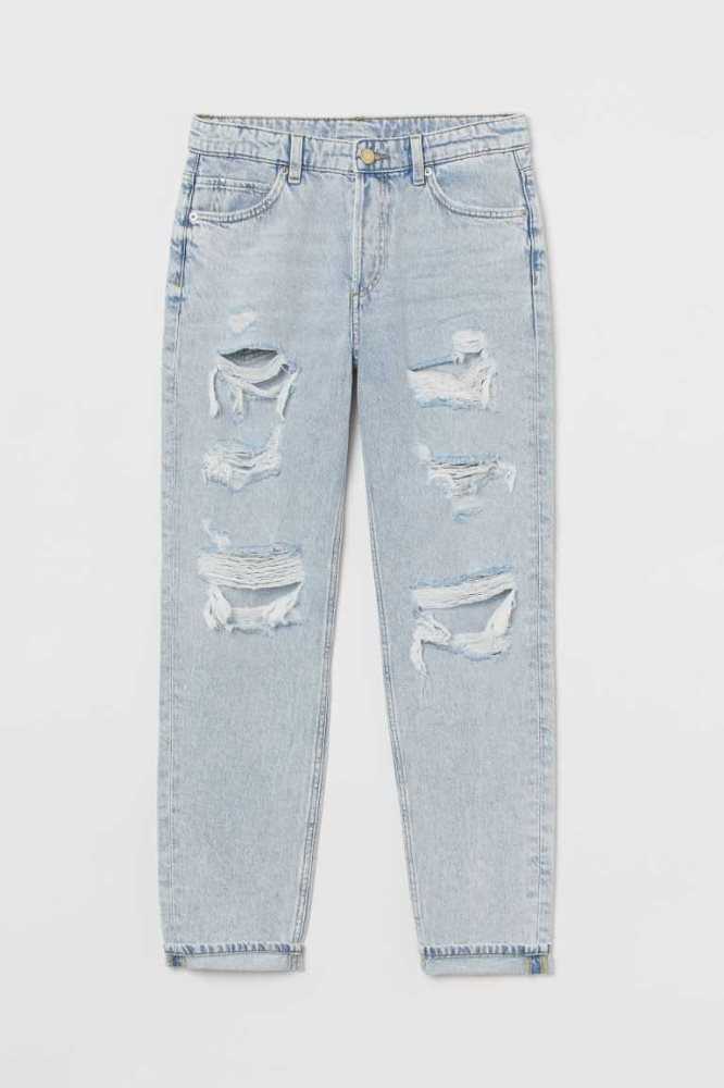 H&M Boyfriend Low Regular Jeans Damen Blau | 0158-WLHET