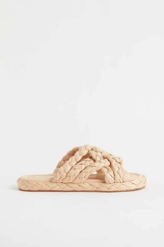 H&M Braided Badelatschen Damen Beige | 2860-YWDUC