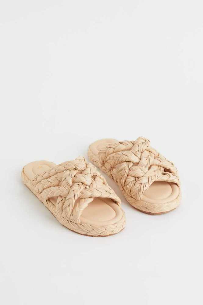 H&M Braided Badelatschen Damen Beige | 2860-YWDUC