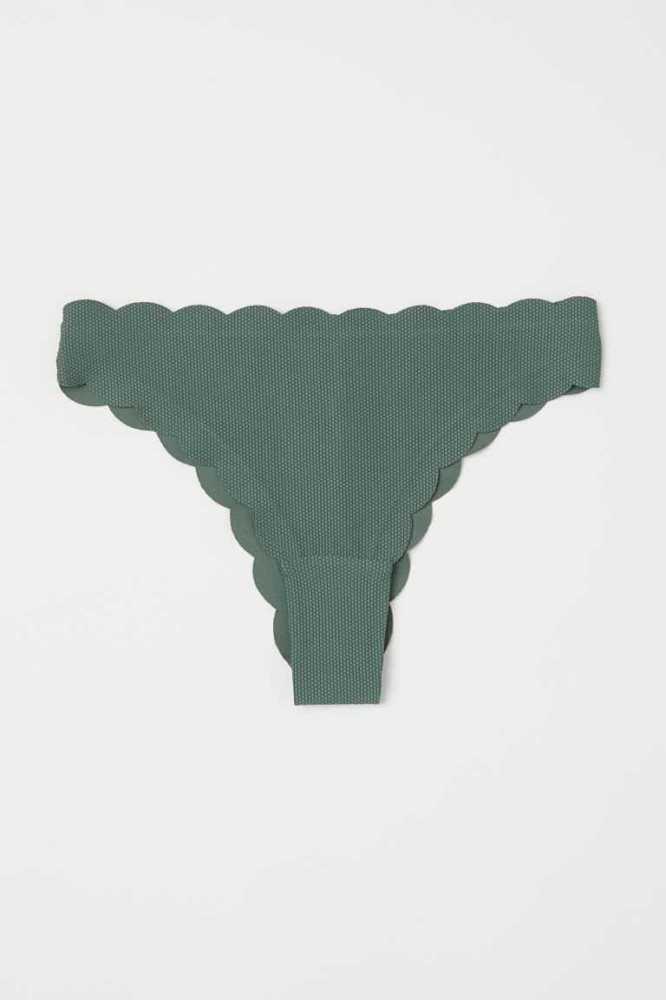 H&M Brazilian Bikini Bottoms Strandkleidung Damen Dunkelgrün | 3104-JMUQE