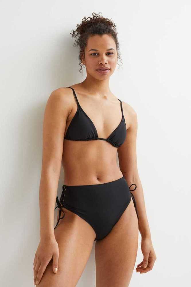 H&M Brazilian Bikini Bottoms Strandkleidung Damen Schwarz | 9163-NSIVL