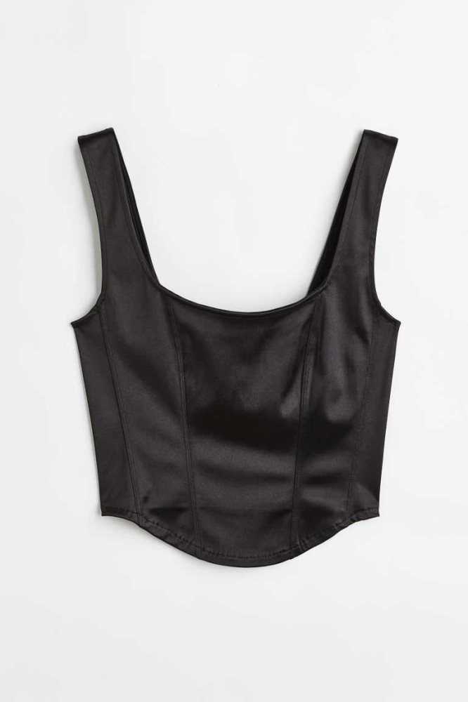 H&M Bustier Oberteile Damen Schwarz | 3198-TFLMC