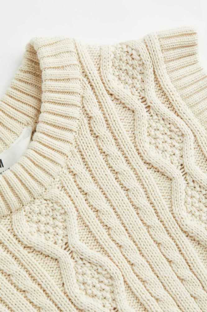 H&M Cable-knit Baumwoll Vest Pullover Kinder Beige Weiß | 1320-WHOMB