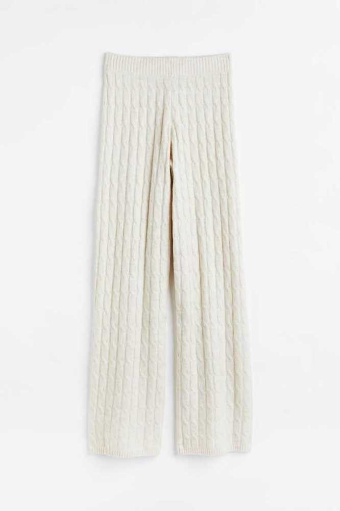 H&M Cable-knit Hose Damen Beige Weiß | 4521-JPMZI