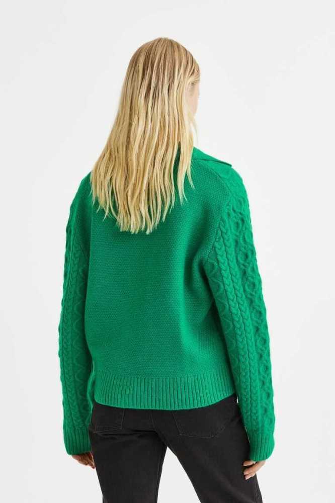 H&M Cable-knit Pullover Damen Grün | 6584-LITDN