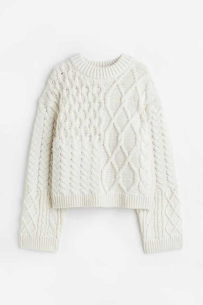 H&M Cable-knit Pullover Damen Weiß | 2370-ZQNHB