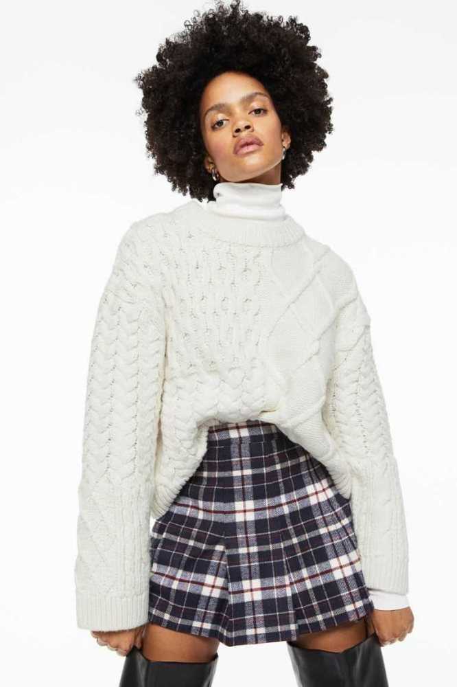 H&M Cable-knit Pullover Damen Weiß | 2370-ZQNHB