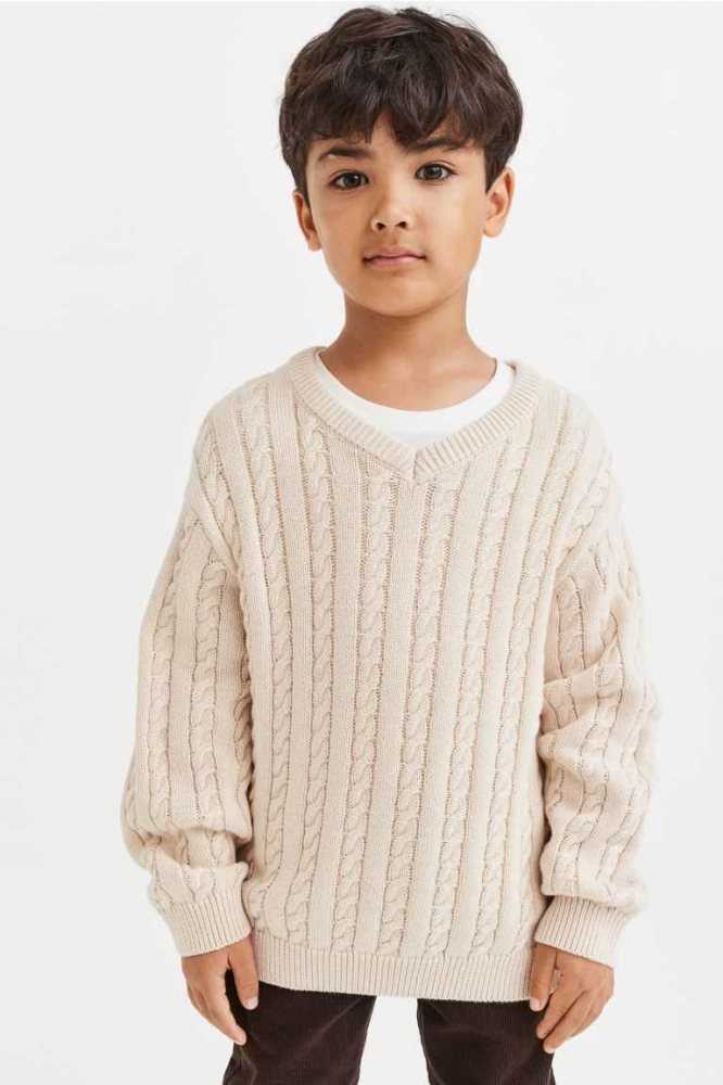 H&M Cable-knit Pullover Kinder Hellbeige | 9560-KPVNT