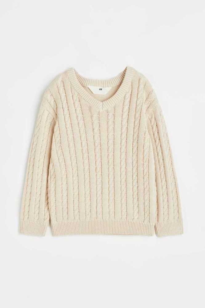 H&M Cable-knit Pullover Kinder Hellbeige | 9560-KPVNT