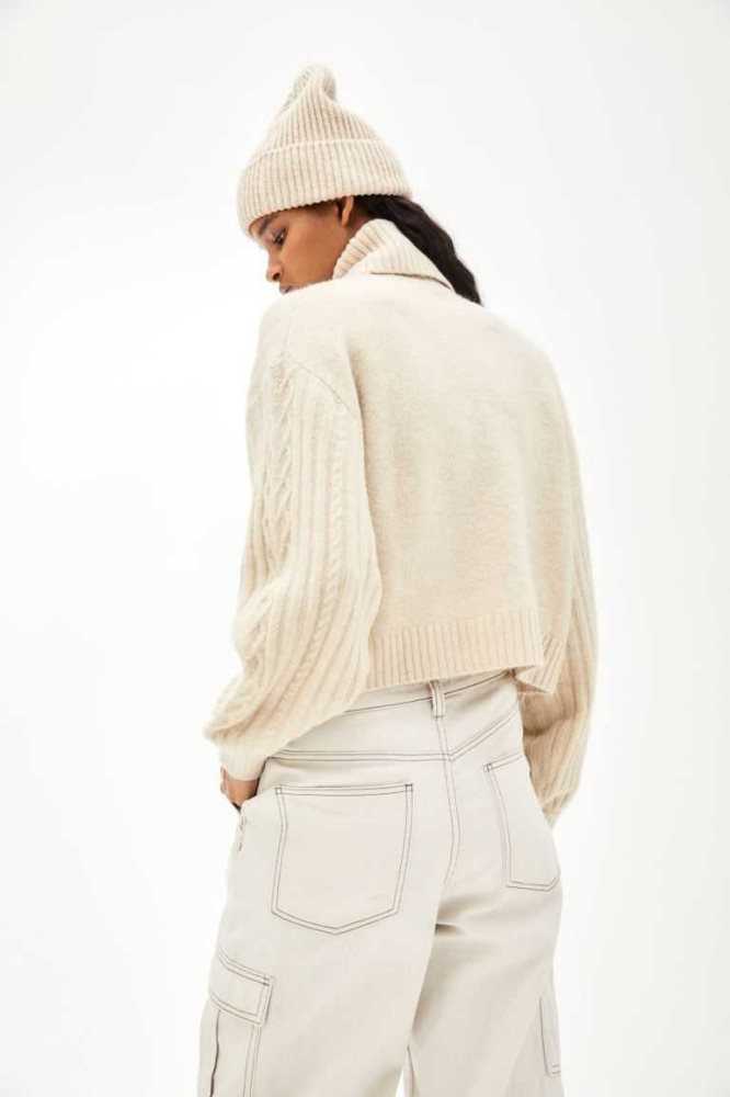 H&M Cable-knit Turtleneck Pullover Damen Hellbeige | 1835-GBFES