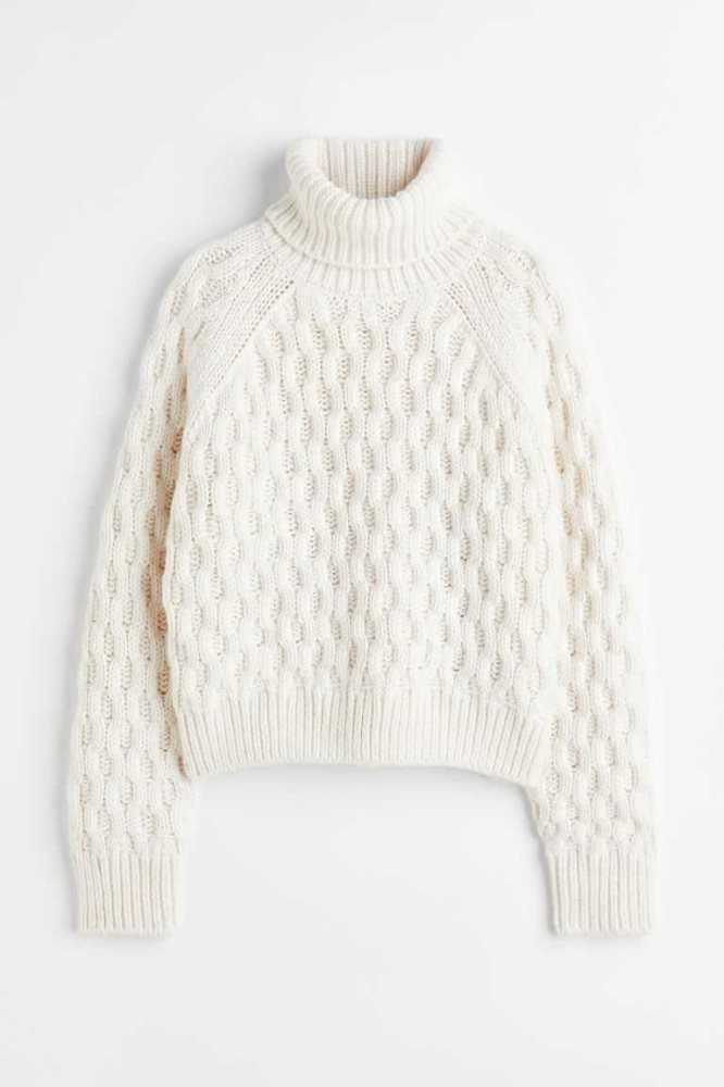 H&M Cable-knit Turtleneck Pullover Damen Hellrosa | 7192-OZSHX