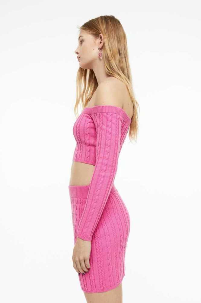 H&M Cable-knit mini Röcke Damen Rosa | 0739-BZDCN