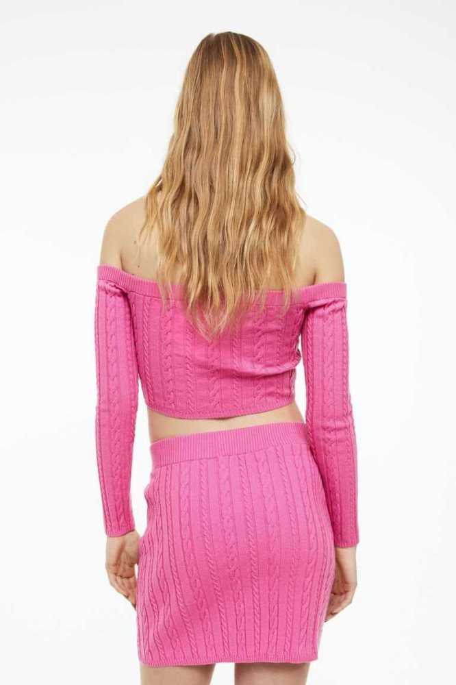 H&M Cable-knit mini Röcke Damen Rosa | 0739-BZDCN