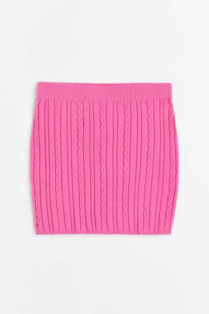 H&M Cable-knit mini Röcke Damen Rosa | 0739-BZDCN