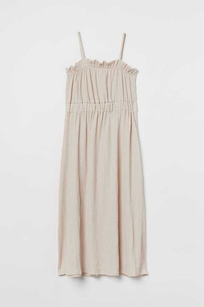 H&M Calf-length Jersey Kleider Damen Hellbeige | 9413-CUGDR