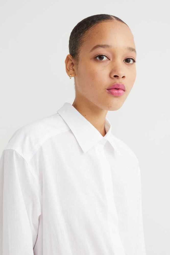 H&M Calf-length Shirt Kleider Damen Weiß | 0782-ZVGLT