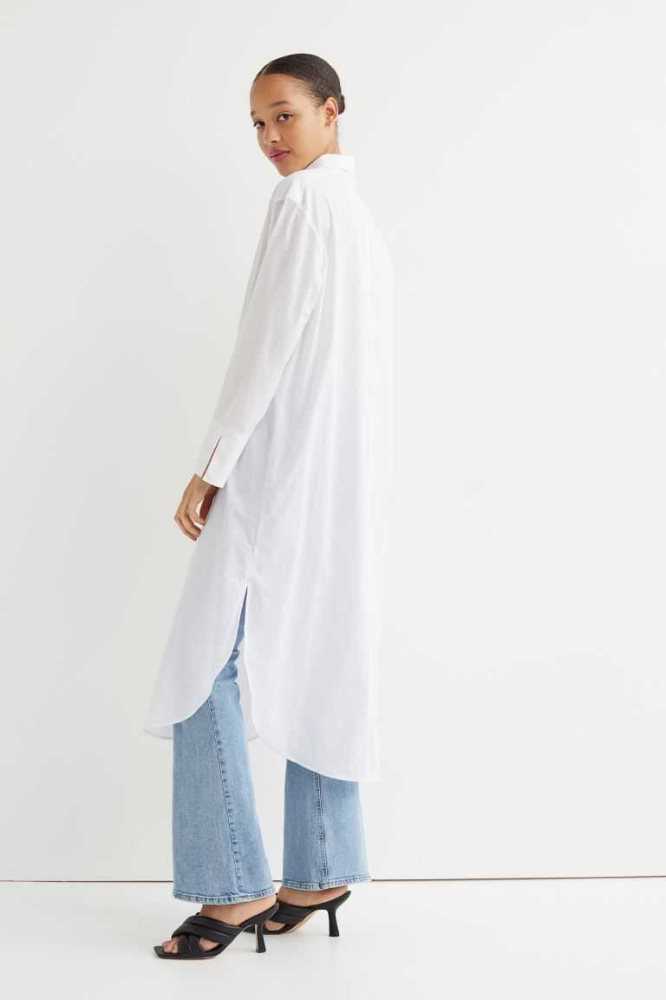 H&M Calf-length Shirt Kleider Damen Weiß | 0782-ZVGLT