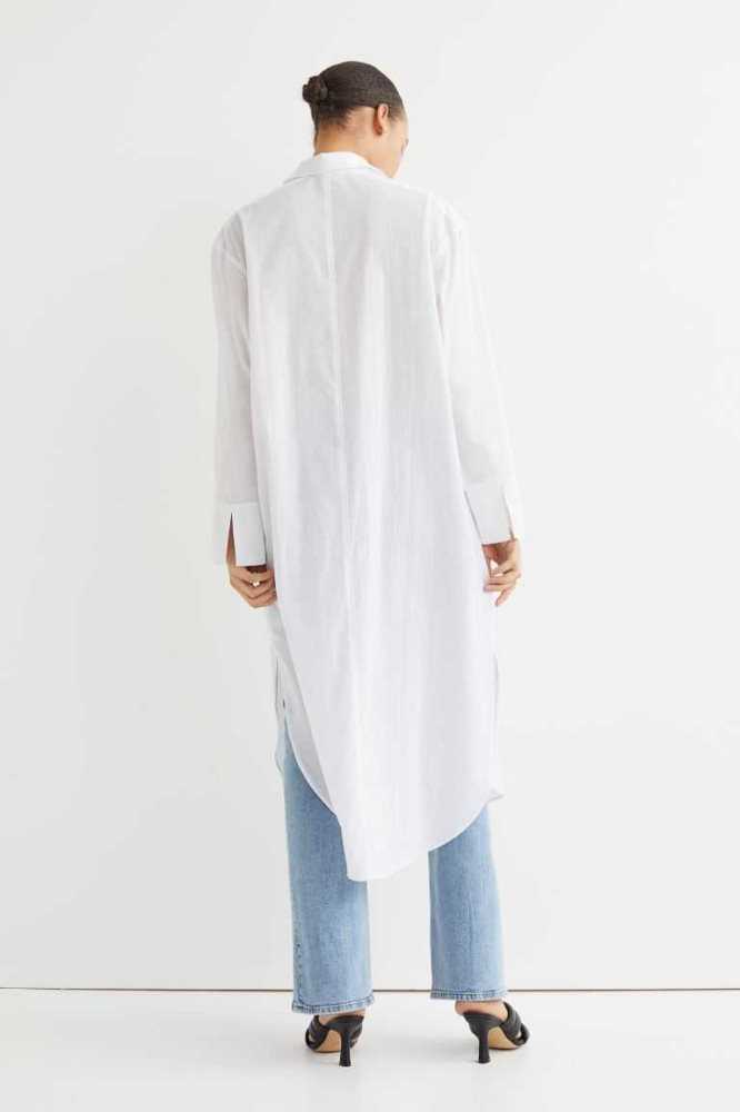 H&M Calf-length Shirt Kleider Damen Weiß | 0782-ZVGLT