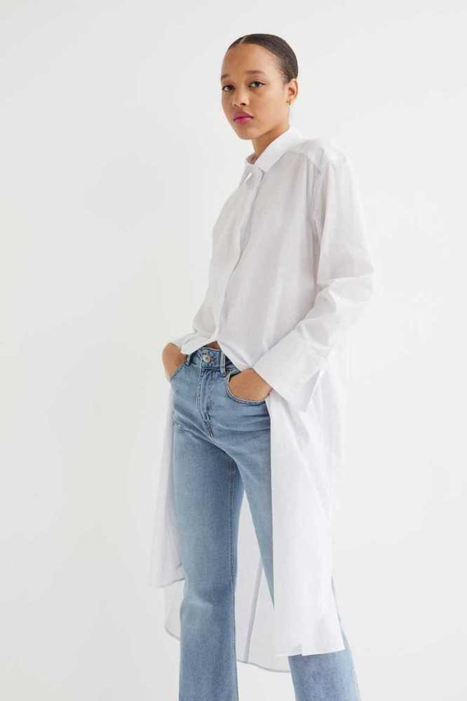 H&M Calf-length Shirt Kleider Damen Weiß | 0782-ZVGLT