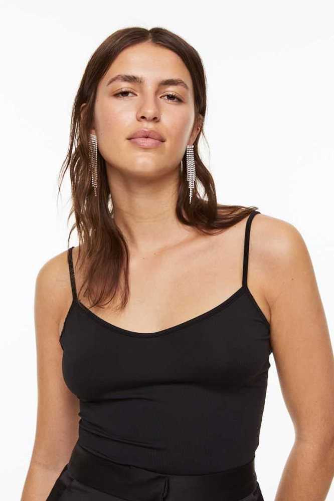 H&M Camisole Oberteile Damen Schwarz | 1974-SBKPH