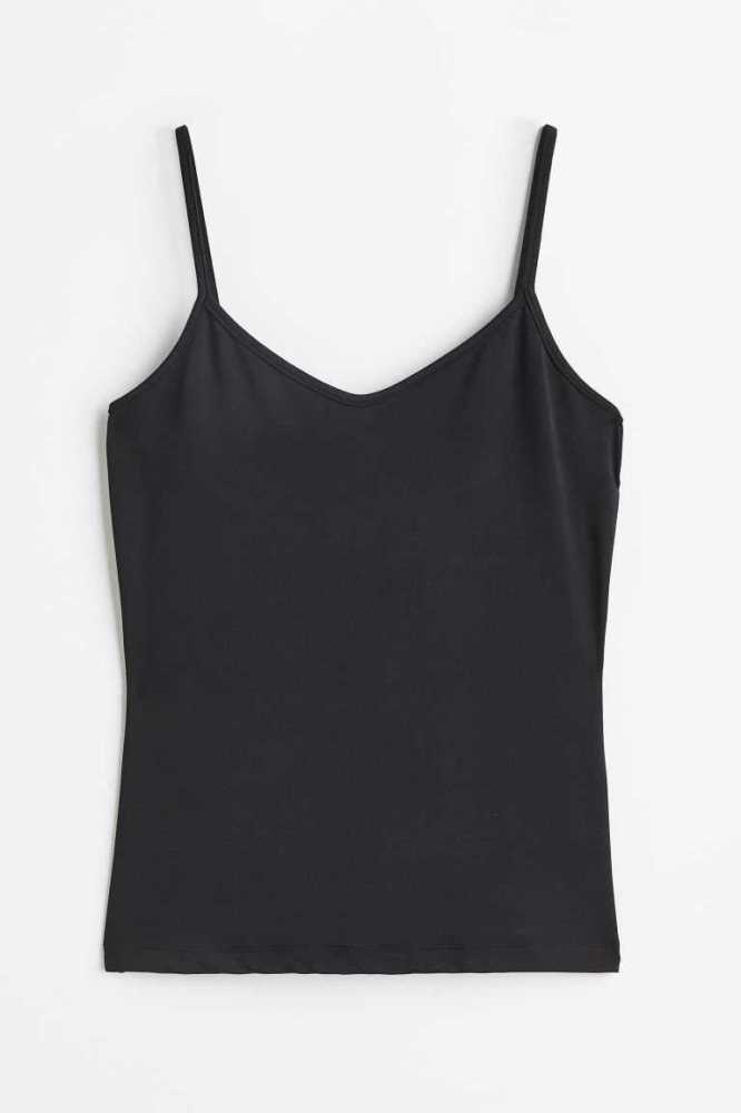 H&M Camisole Oberteile Damen Schwarz | 1974-SBKPH