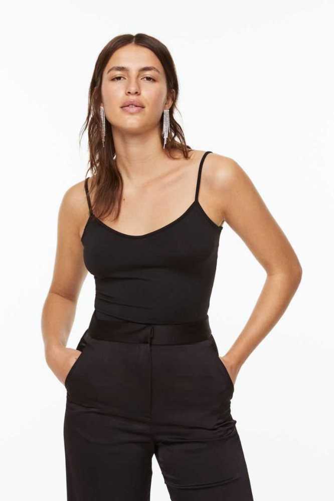 H&M Camisole Oberteile Damen Schwarz | 1974-SBKPH