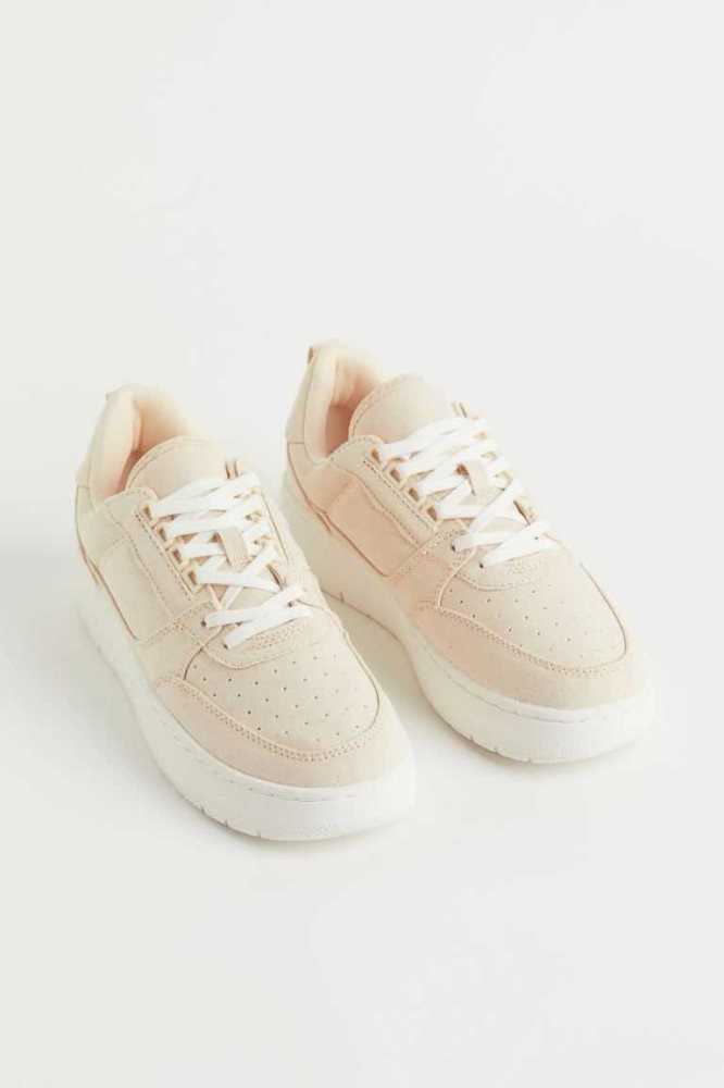 H&M Canvas Sneakers Damen Hellbeige | 1608-CORFZ