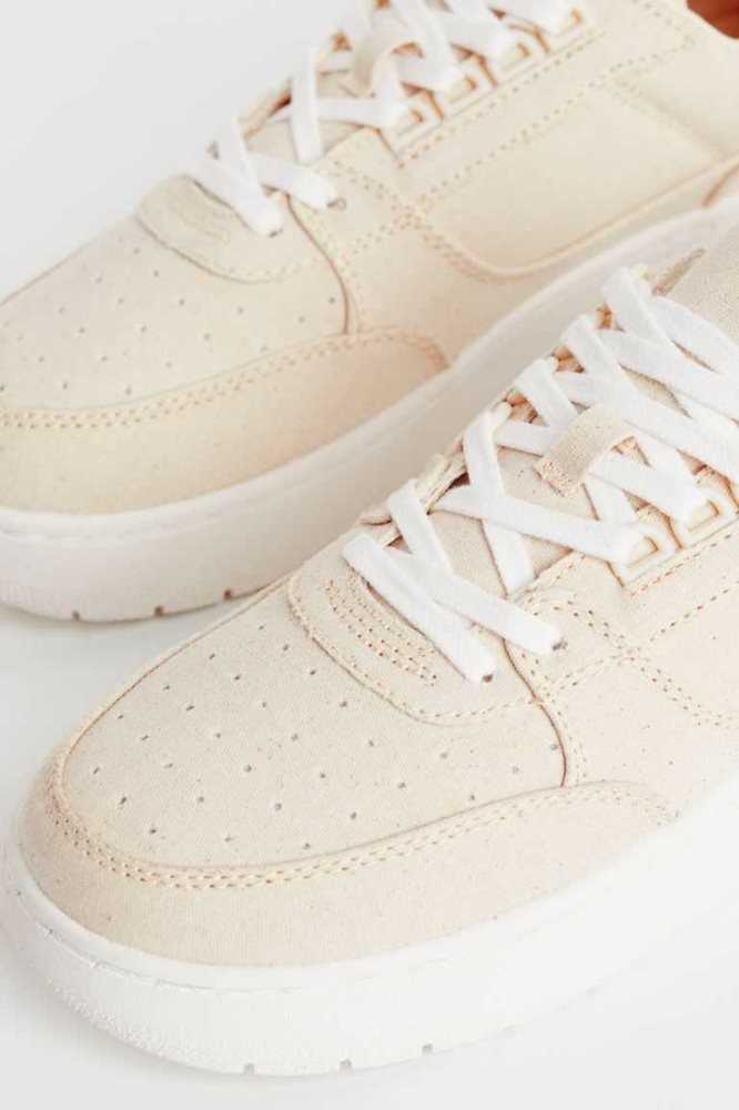 H&M Canvas Sneakers Damen Hellbeige | 1608-CORFZ