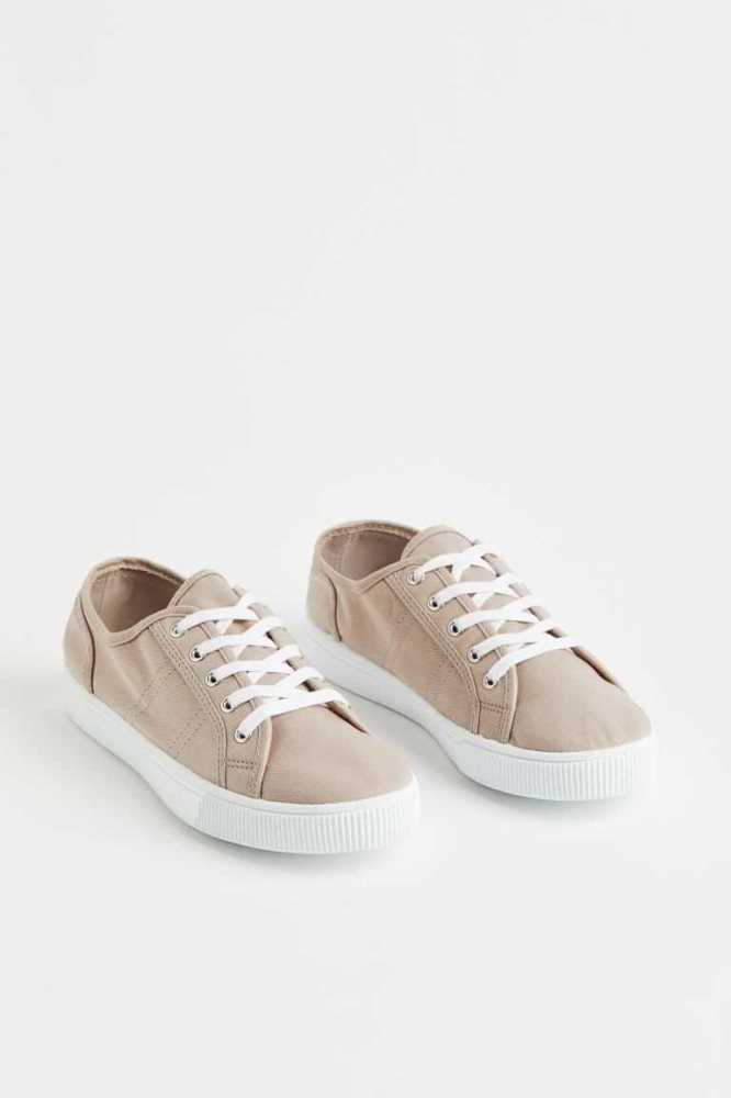 H&M Canvas Sneakers Damen Schwarz | 4723-XFAEZ